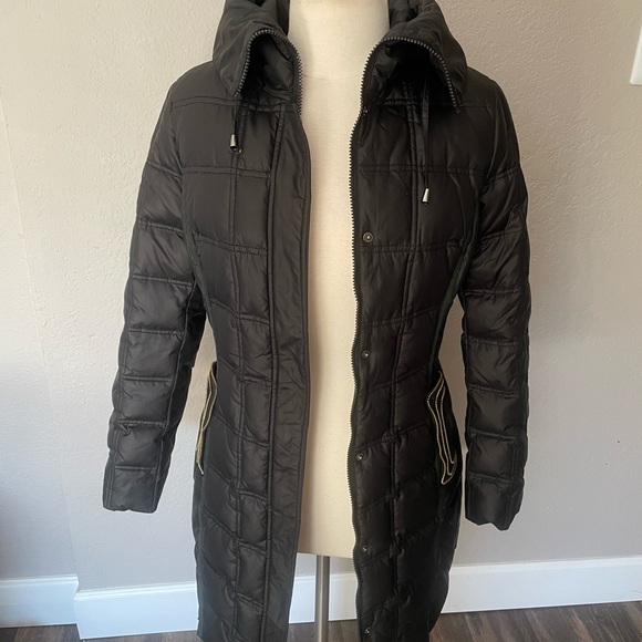 Black Duck Down Coat with Hood - Picture 2 of 7